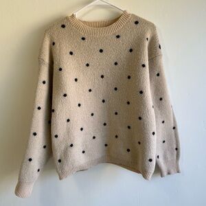 SHEIN Off White and Black Polka Dot Sweater size Large